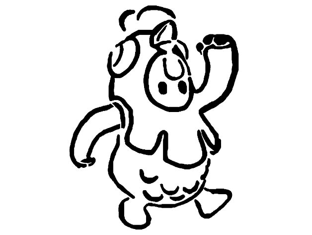 Chicken Fall guy stencil by Longquang