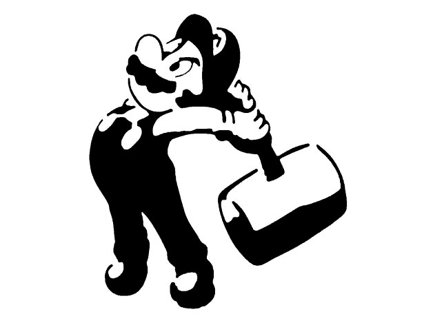 Hammer Mario stencil by Longquang