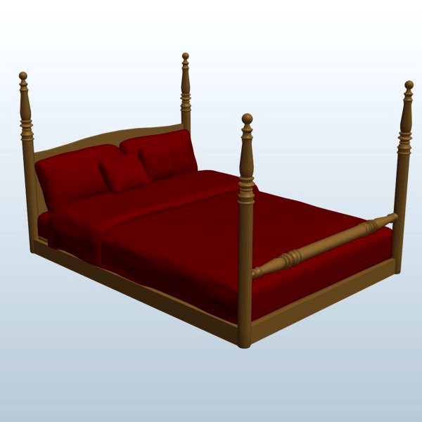 Full Size Bed With Crimson Sheets Honey V1