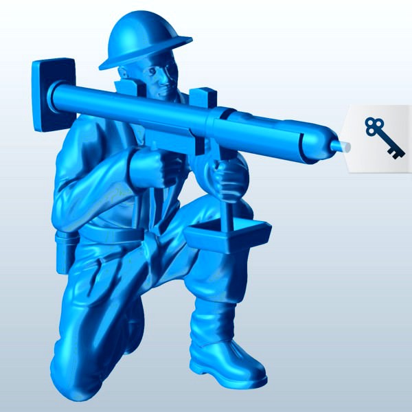 Soldier on one knee with bazooka on shoulder v1