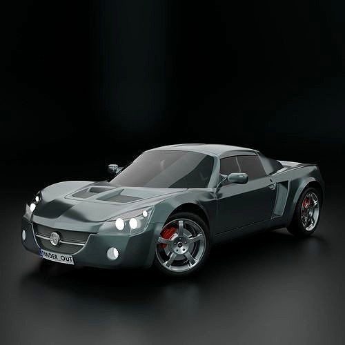Opel speedster hight resolution low-poly model