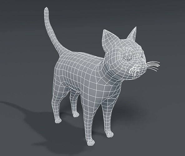 Cartoon Cat Base Mesh 3D Model