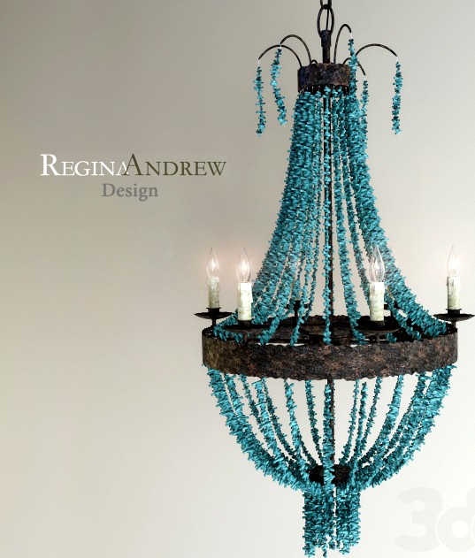 Turquoise Beads Six-Light Chandelier