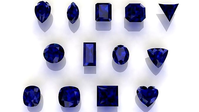 Sapphire Gem Stones pack Low-poly 3D models