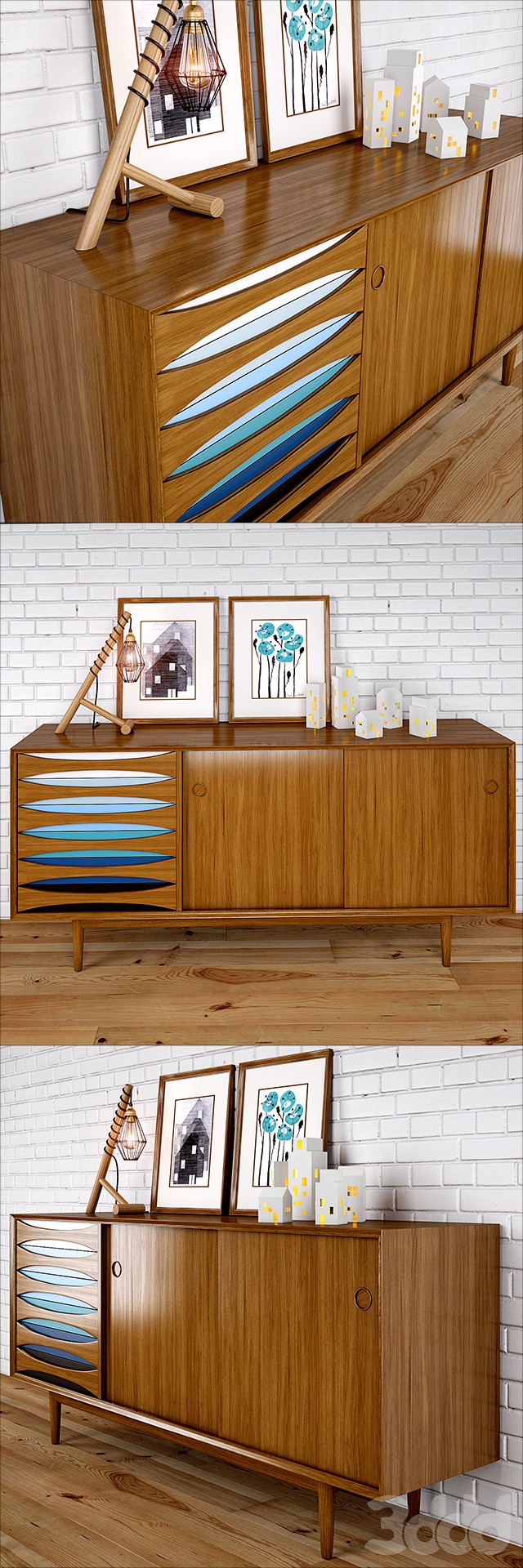 Scandinavian sideboard by Arne Vodder+decoration