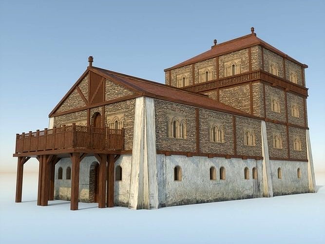 Medieval -9th century- Slavic palace - exterior - interior