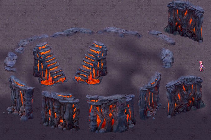 Cartoon hell - false terrain - hell lava pit