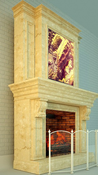 Камин со вставкой (подсвеченный оникс &quot;Виола&quot;)