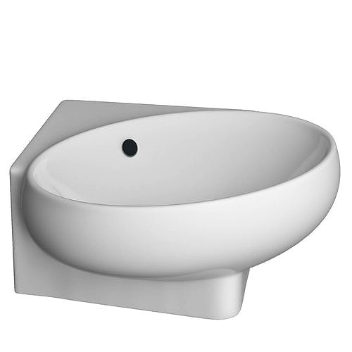 Wall Hung oval shape corner Wash Basin Modeled in 3ds max