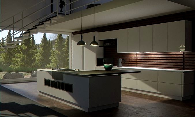 Modern Kitchen Interior Scene for Cycles