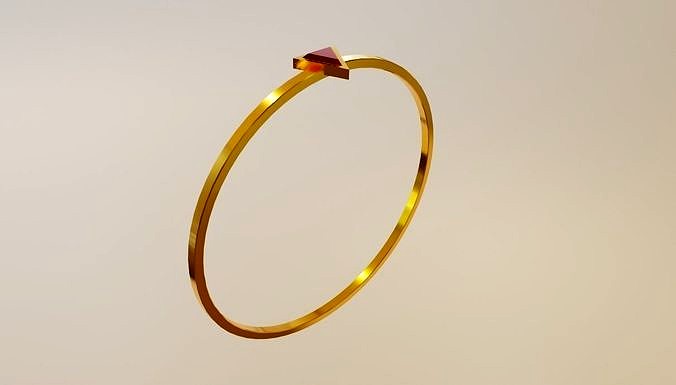 Triangle Gold Ring Ruby 12 - Anel triangulo