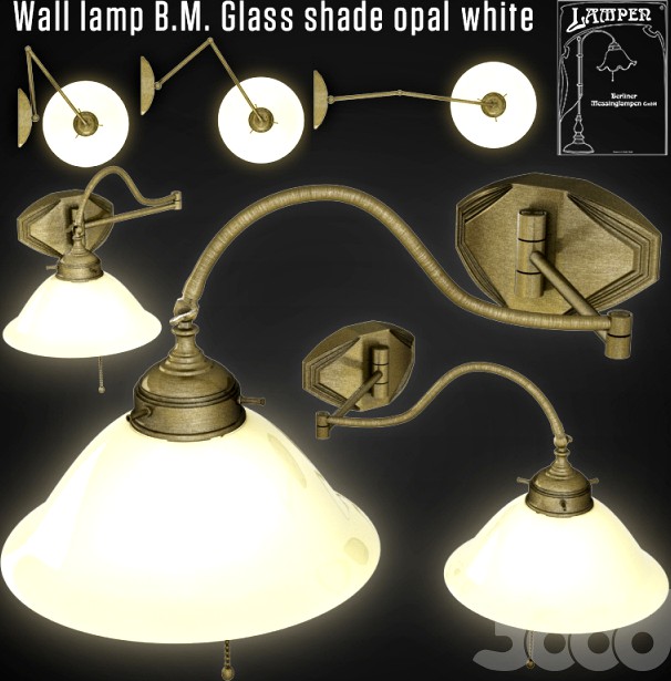 Wall lamp B.M. Glass shade opal white