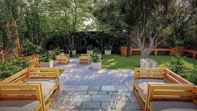 Backyard design and render in lumion