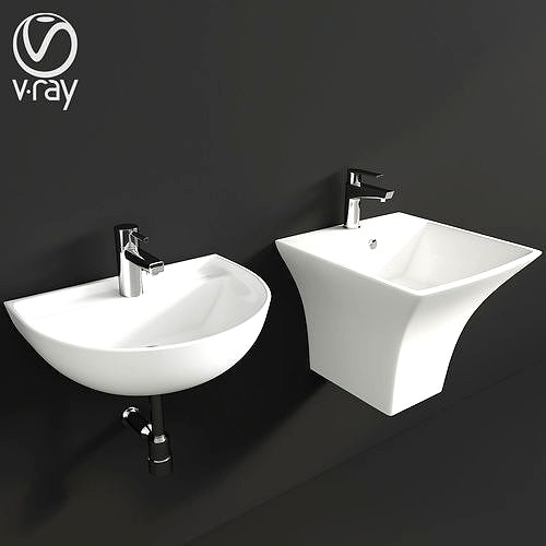 Cera Modern Wash Basin Set Combo 3d model