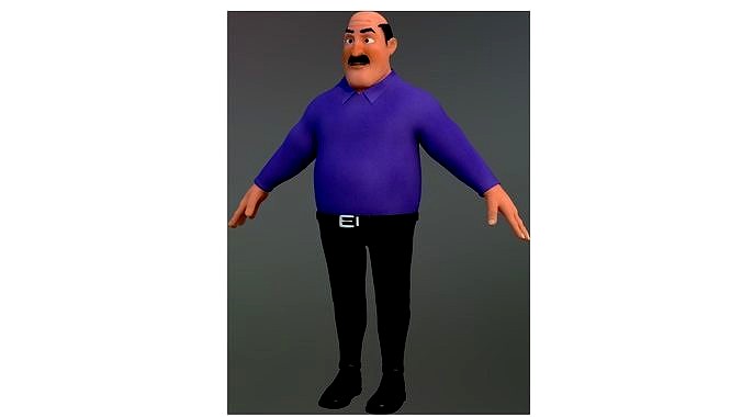 fat man cartoon rigged character