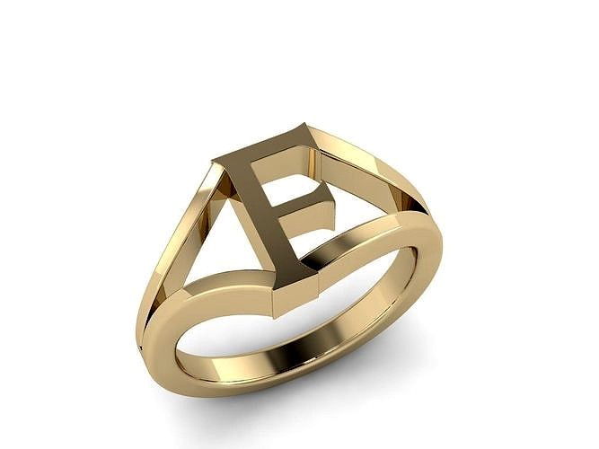 Jewelry Alphabet Ring F | 3D