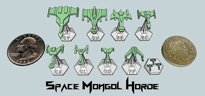 MicroFleet Space Mongol Horde Starship Pack | 3D