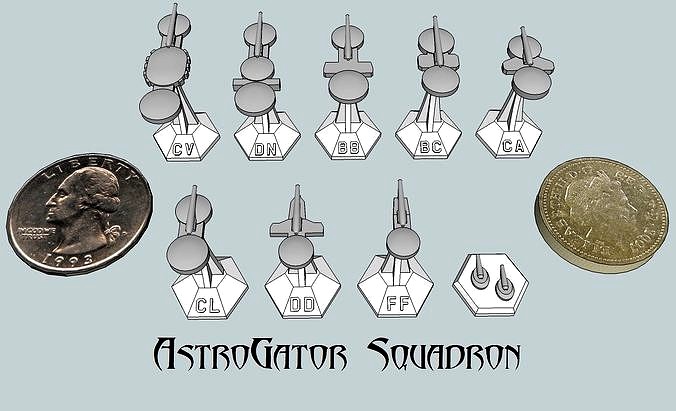 MicroFleet AstroGator Squadron Starship Pack | 3D
