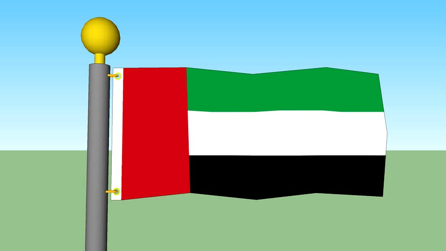 United Arab Emirates Flag with Flagpole