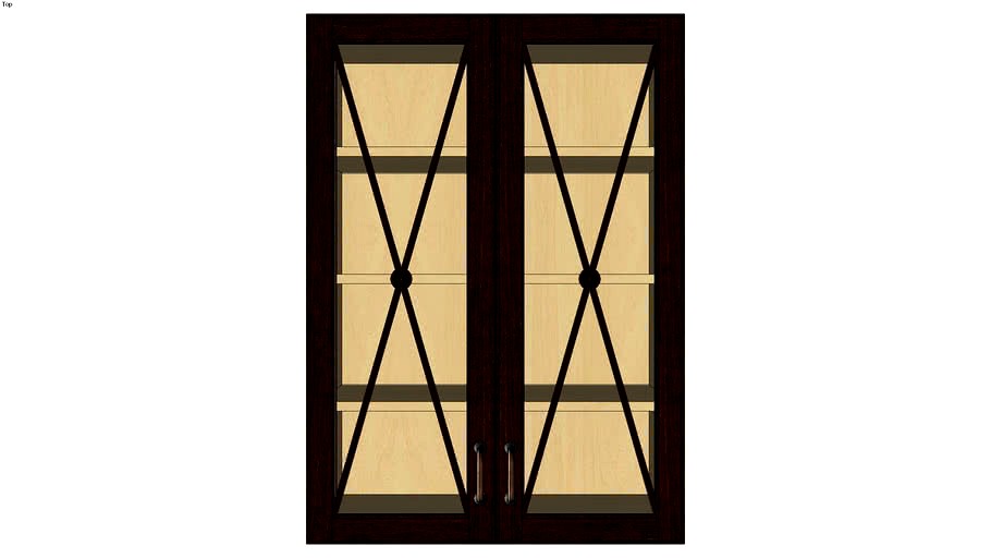 Wall Double Door 42Hx15D with Classic Mullion Antiquity Glass Insert