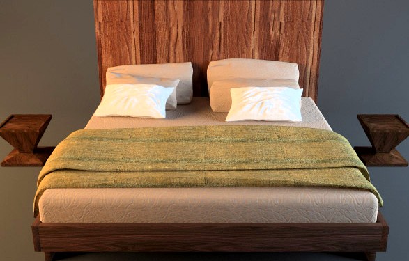 bed natura 5 &amp; bedside table Caramella  by RIVA 1920