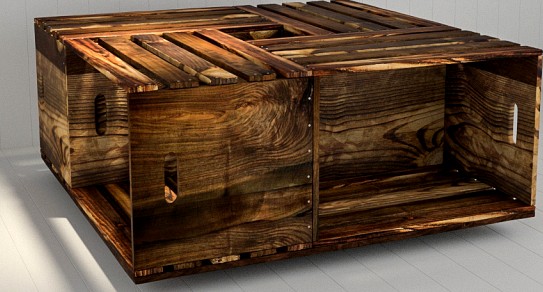 Столик из деревянных ящиков