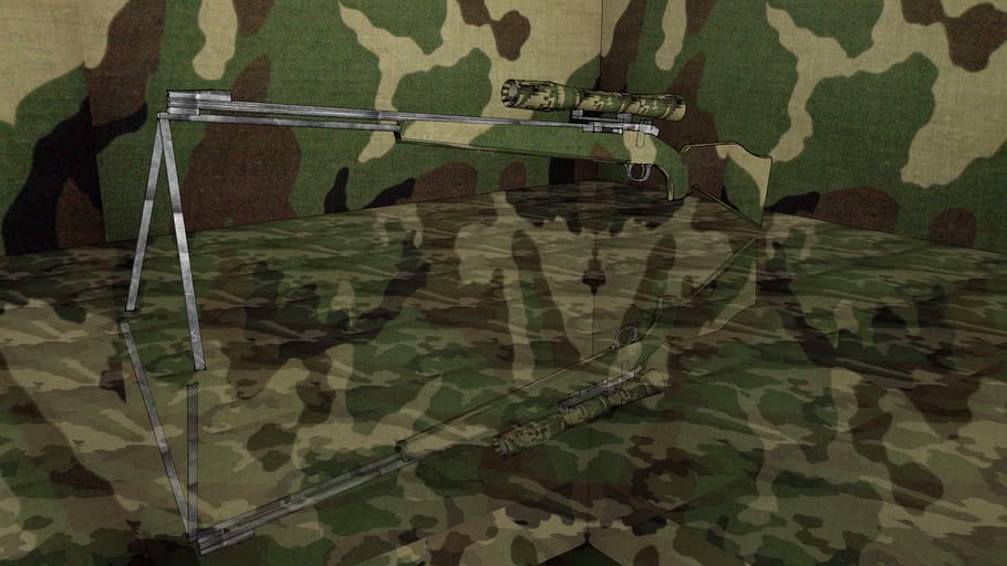 camoflaged sniper rifle