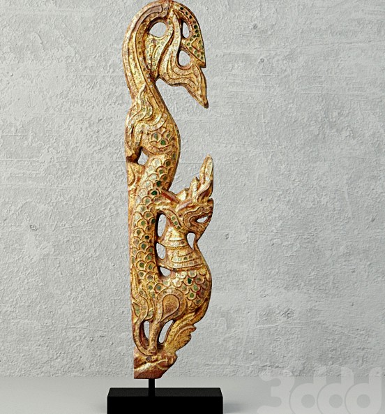 Gilded Wood Carving in the Form of Naga