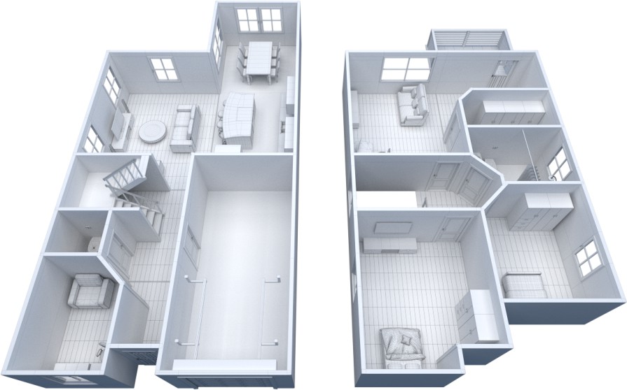House - Floor plan -non-textured version-3d model