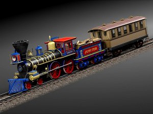 Jupiter Steam Train 1868 - 3D Model