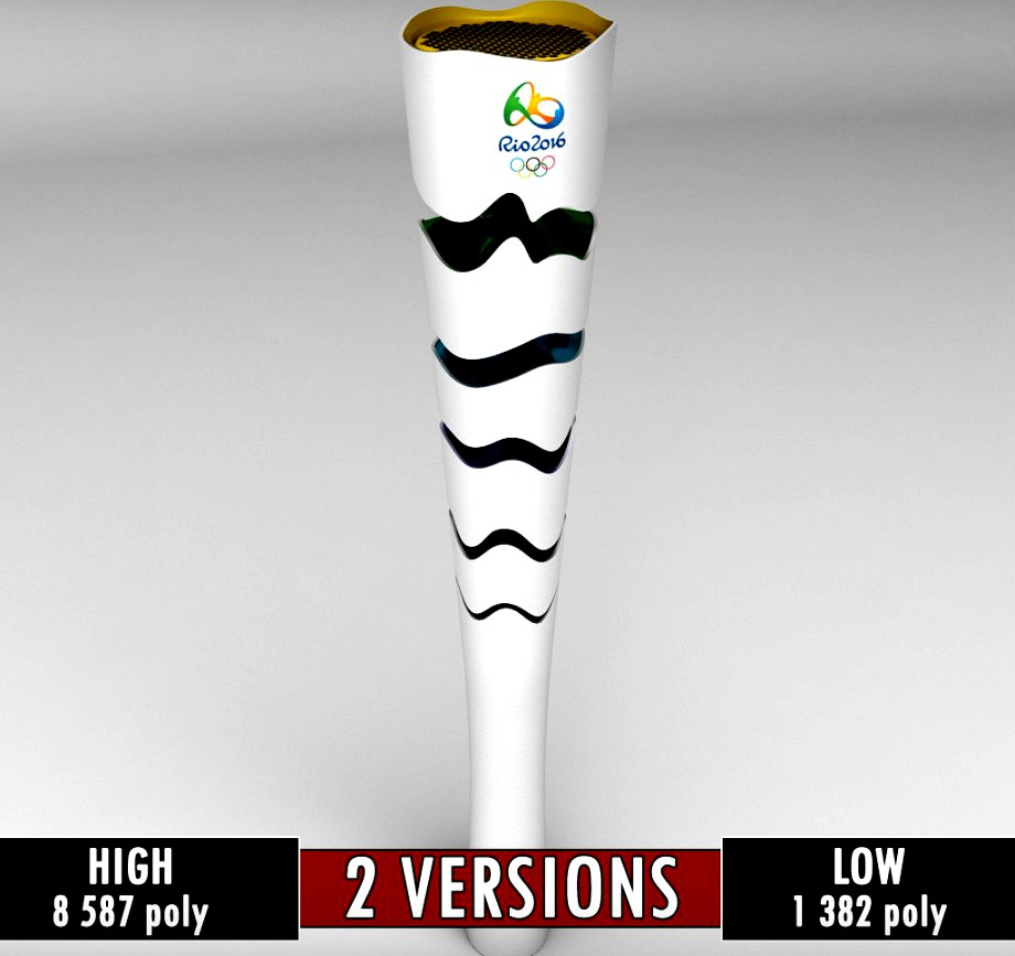 Rio 2016 Olympic Games Torch low poly3d model