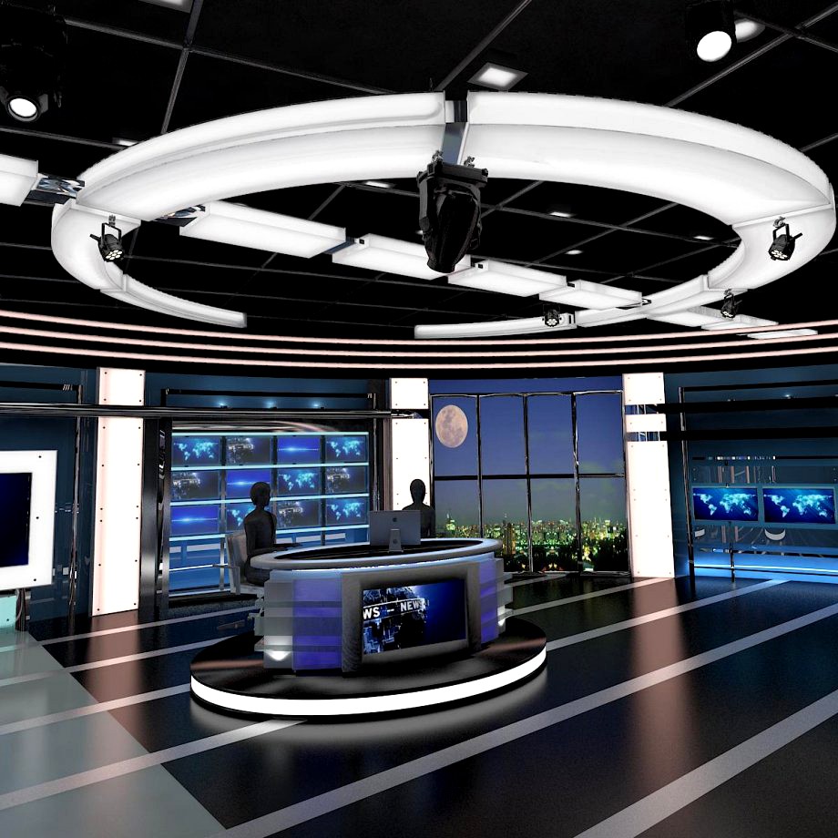 TV Virtual Stage News Room Studio 0273d model