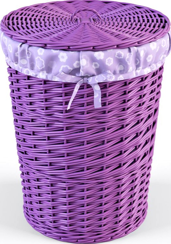 Wicker Laundry Basket 03 Purple Color3d model