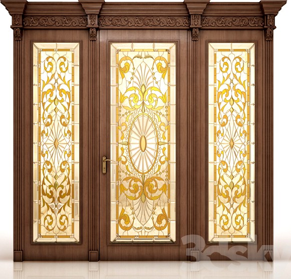 Door with stained-glass window classic