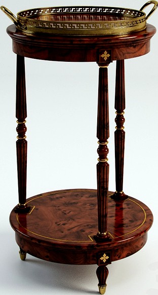 Jonathan Charles Mahogany and Brass Round Side Table With Tray