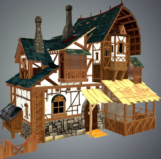 Low Poly Medieval House3d model