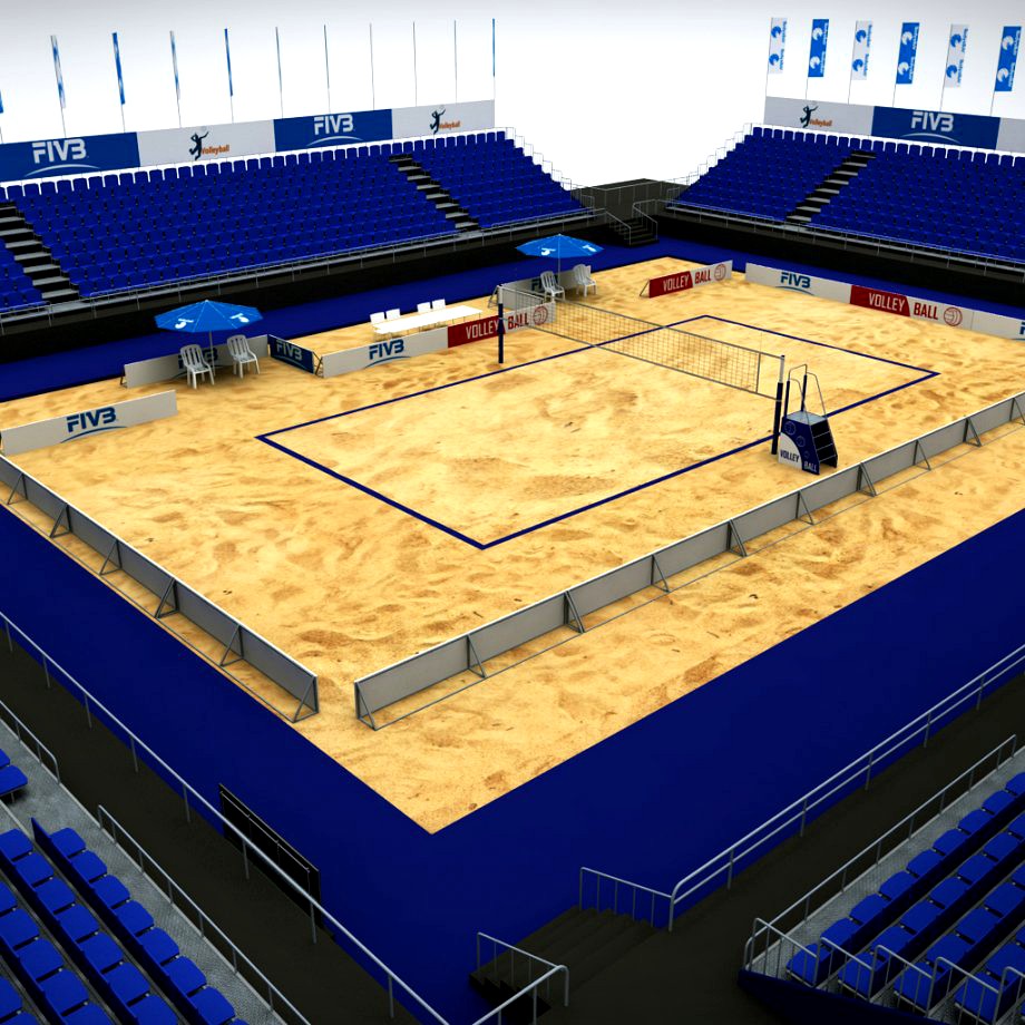 Volleyball beach court stadium high detail3d model