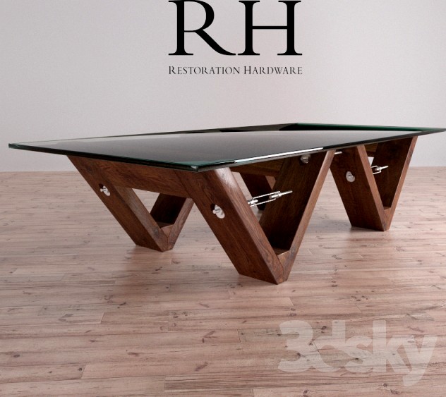 Coffee tables RECLAIMED WOOD &amp;amp; GLASS V-FORM