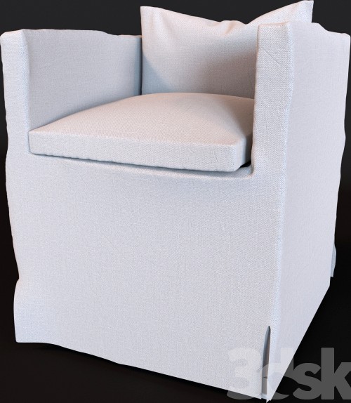 LOW BELGIAN SHELTER ARM SLIPCOVERED FABRIC ARMCHAIR