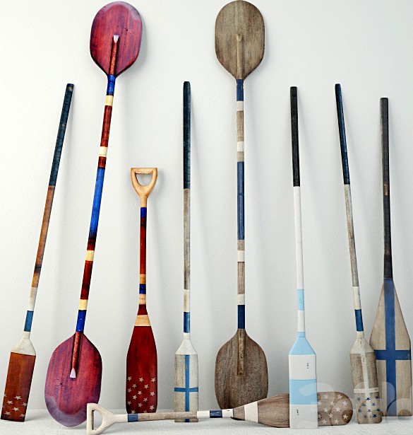 Vintage Wooden Paddles and Oars Jeffan