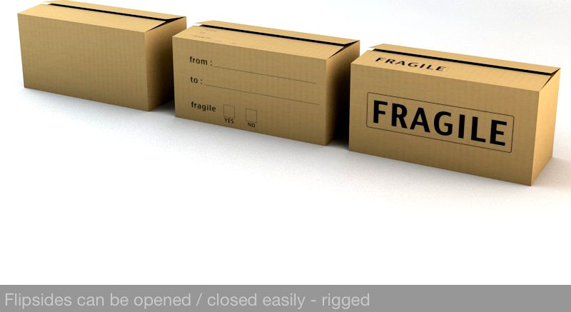 3 Cardboard Boxes3d model