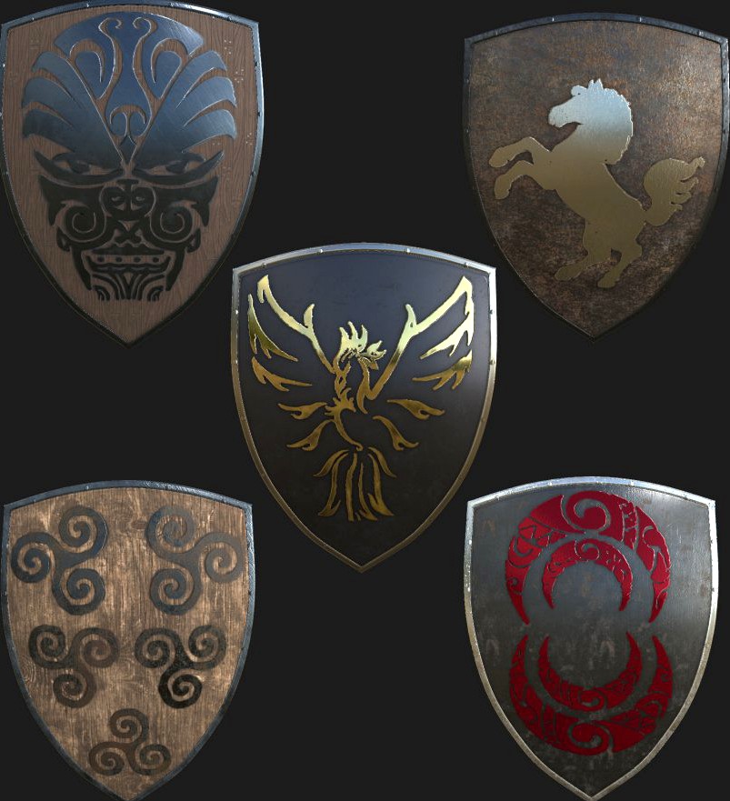 medieval shields pack3d model
