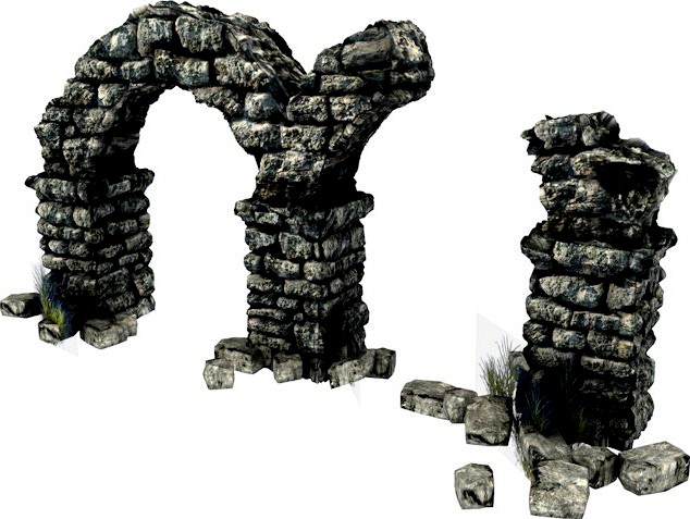 Columns with arch ruins3d model