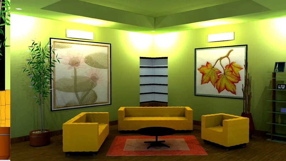 green lounge with THORN Luminaire and BENE furniture