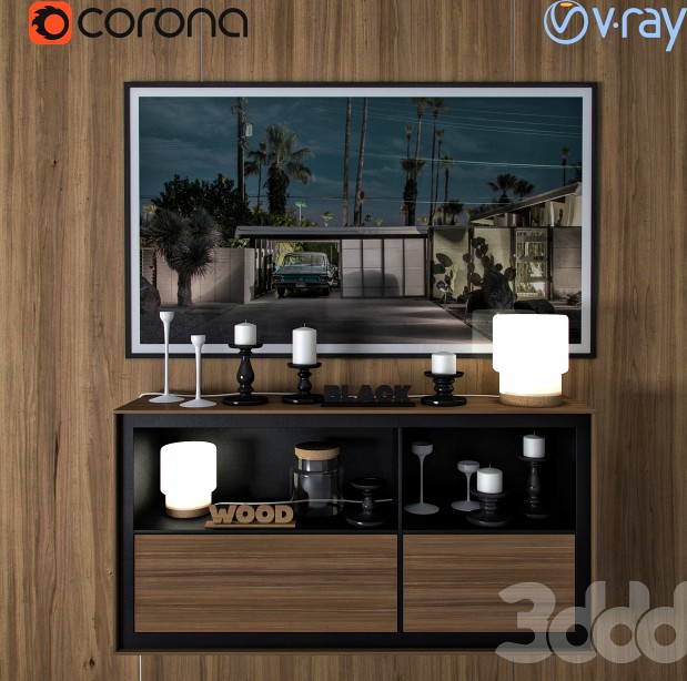 Decor Set Black&amp;Wood