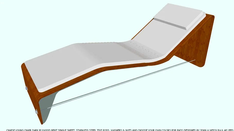 CHAISE LOUNGE DARK PLYWOOD & CHOOSE YOUR COLOR PADS BY JOHN A WEICK RA