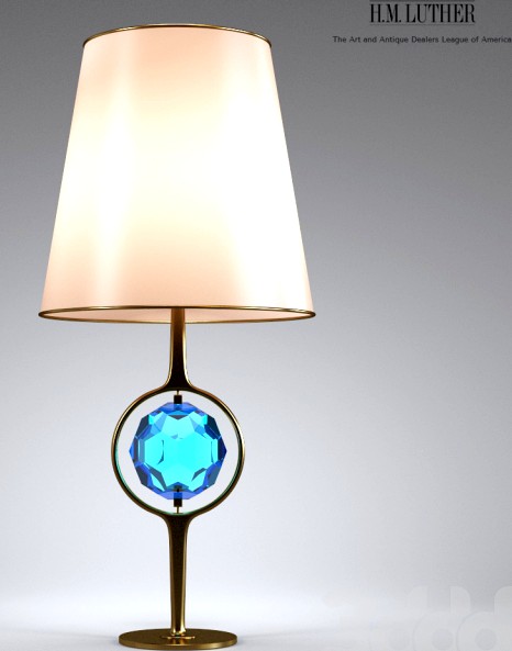 A Pair of Unique Blue Glass and Nickel Lamps