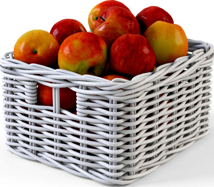 Wicker Apple Basket Ikea Byholma 1 White3d model