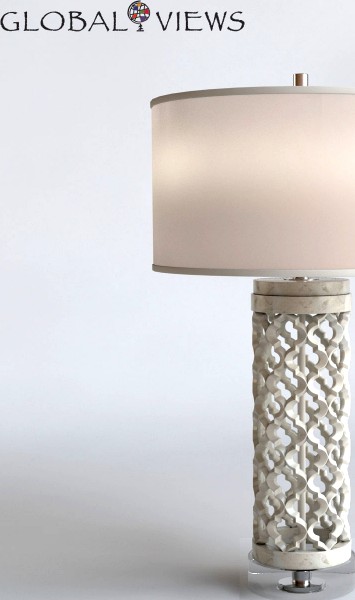 Global Views Lighting Arabesque Round Marble Table Lamp