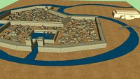 sumer raft mesopotamian city with ziggurat